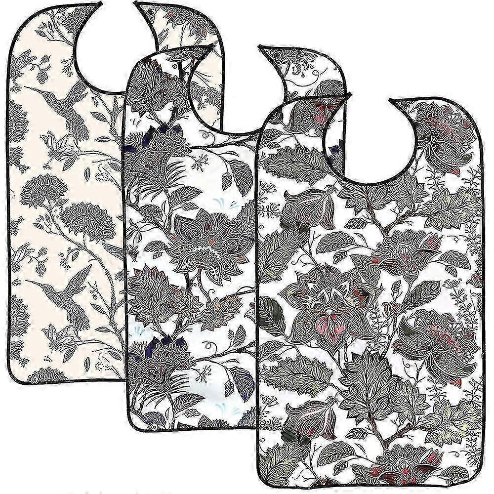 3 عبوات مرايل للبالغين للأكل ، مرايل للبالغين مع ماسك الفتات ، YGP قابل للغسل