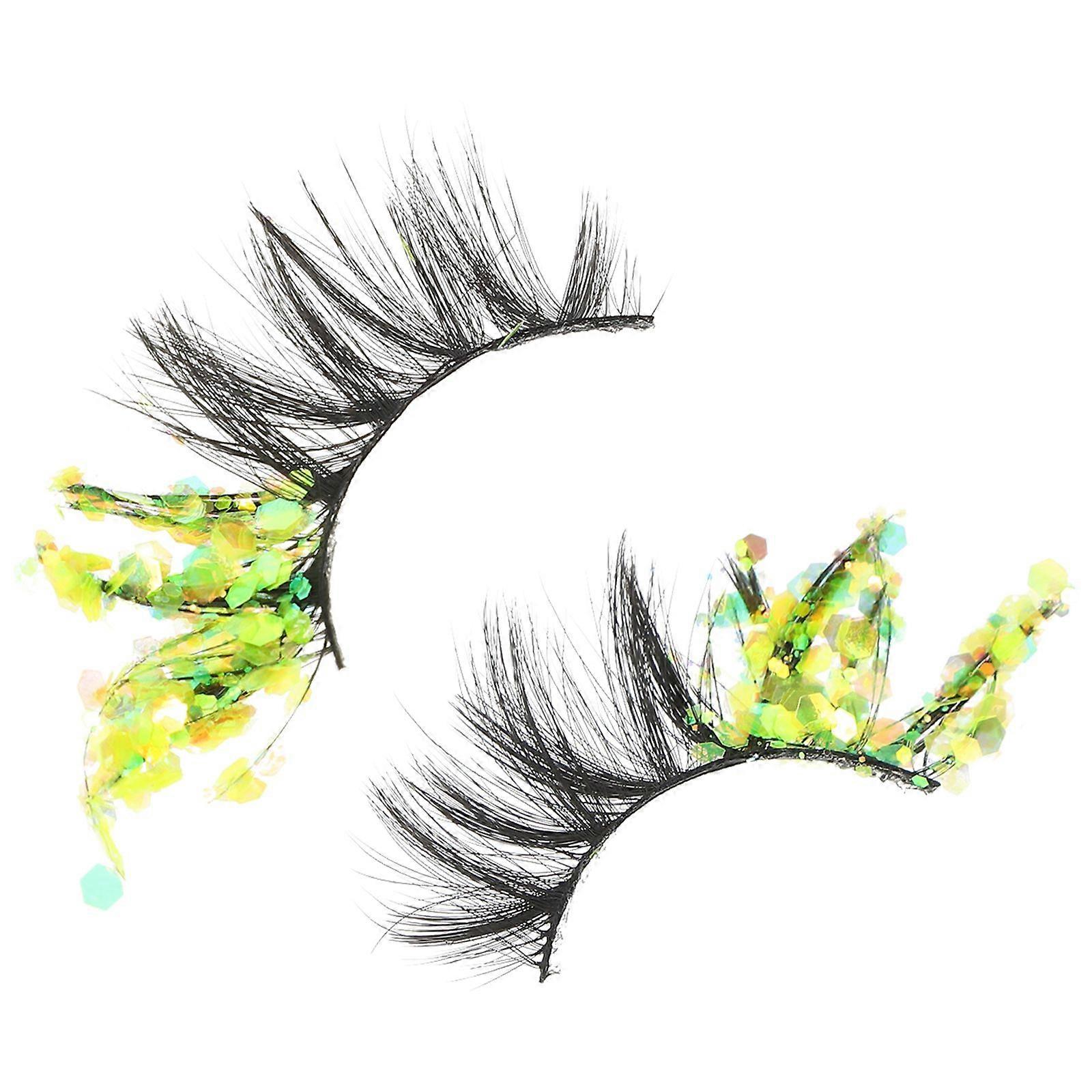 2pcs  False Eyelashes Performance Lashes Luminous  Eyelashes Decorative Eyelashes