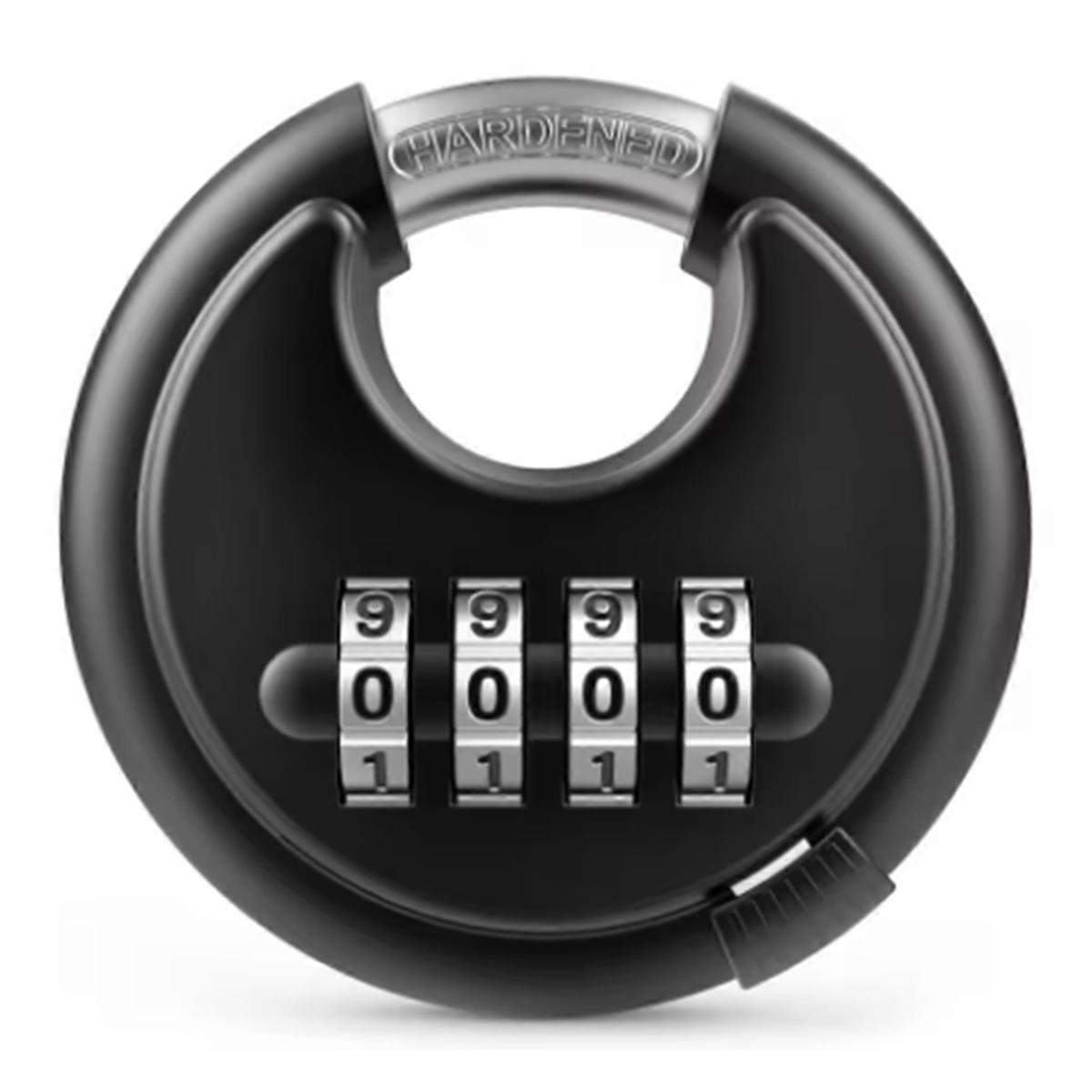 4 Digit Combination Disc Padlock with Hardened Steel Shackle Combo Lock for Sheds, Storage Unit, Sc