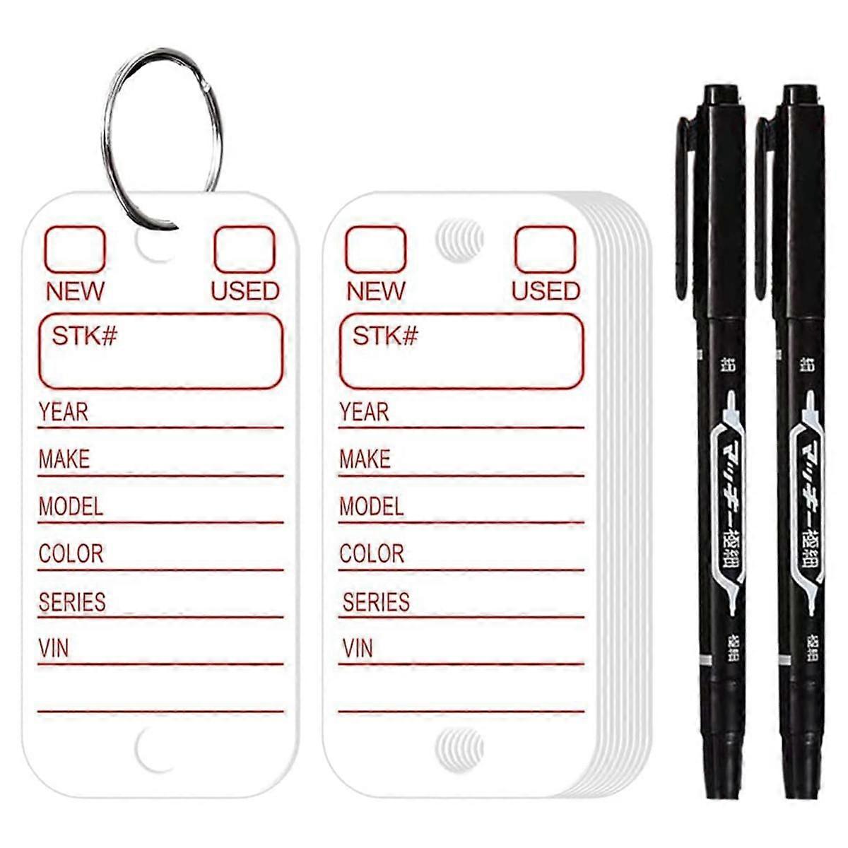 PVC Tags with Labels and Rings, Car Key Tags for Organization, Identifiers, and Luggage Tags with M