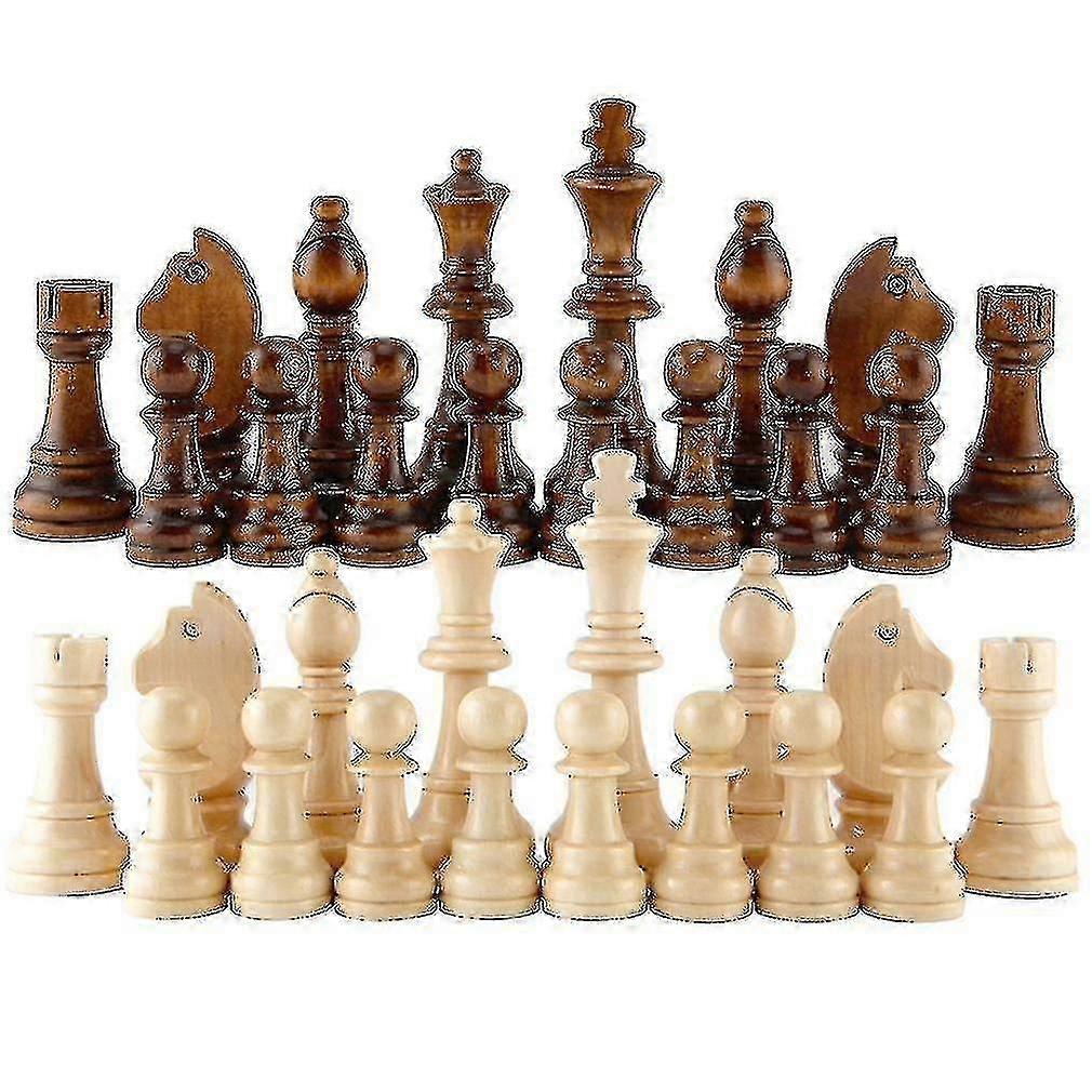 32 piezas de ajedrez internacional de madera sin tablero, juego de mesa