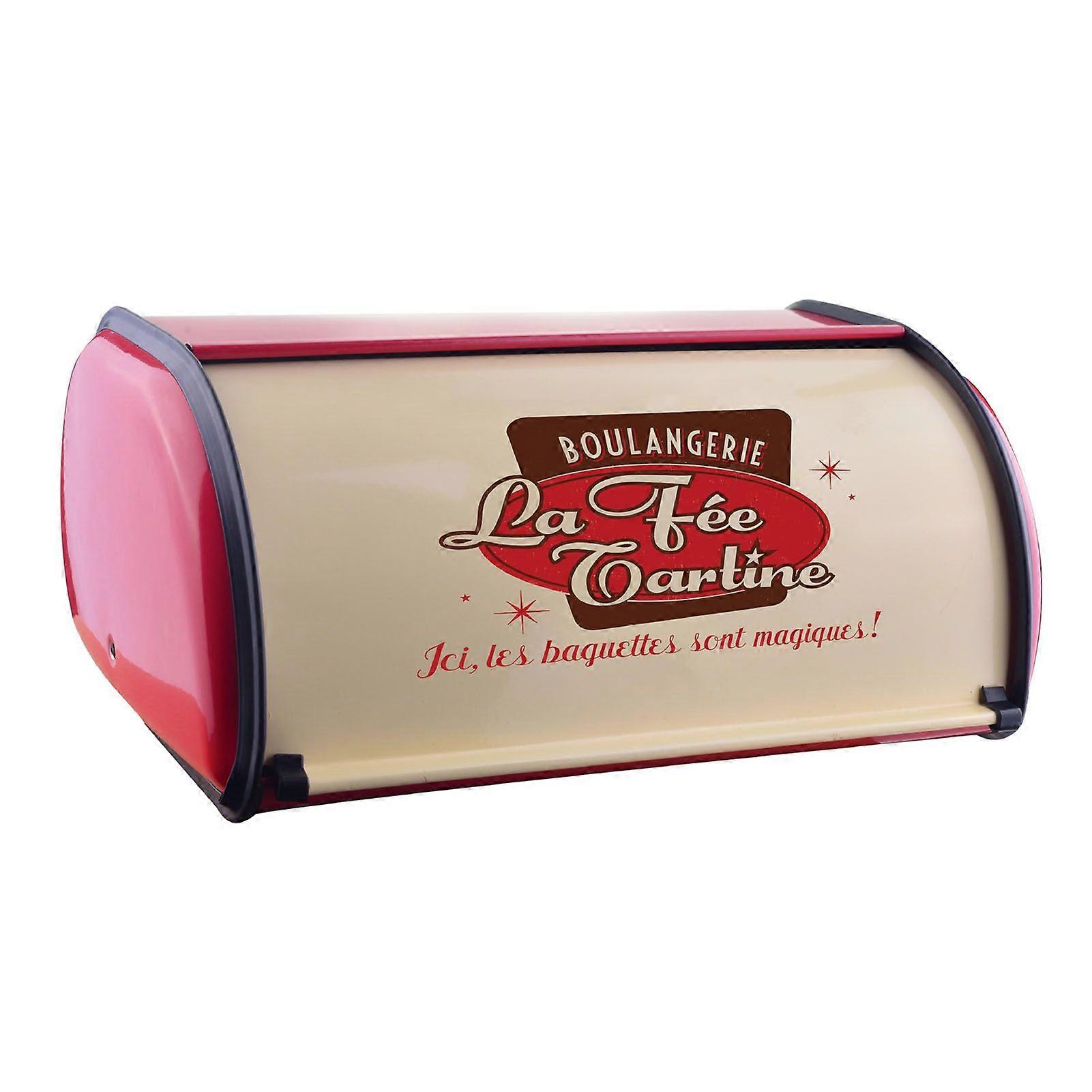 Metal Bread Box Large Capacity Excellent Sealing Keep Freshness Easy to Clean Bread Bin Container Red