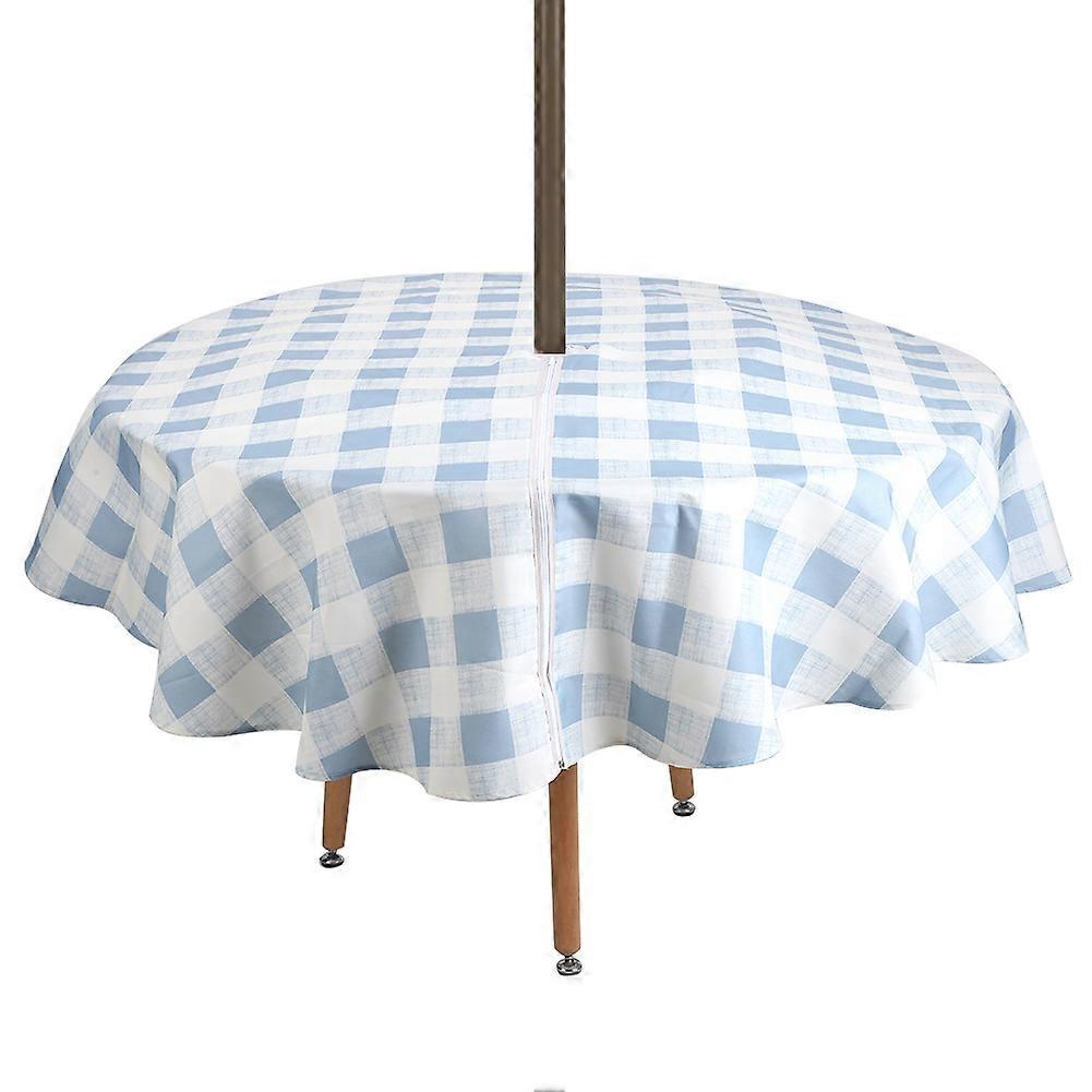 152cm Round Table Cover for Outdoor Use - Modern Simple Zipper Tablecloth in Blue Grey for Hotel Protection and Decoration