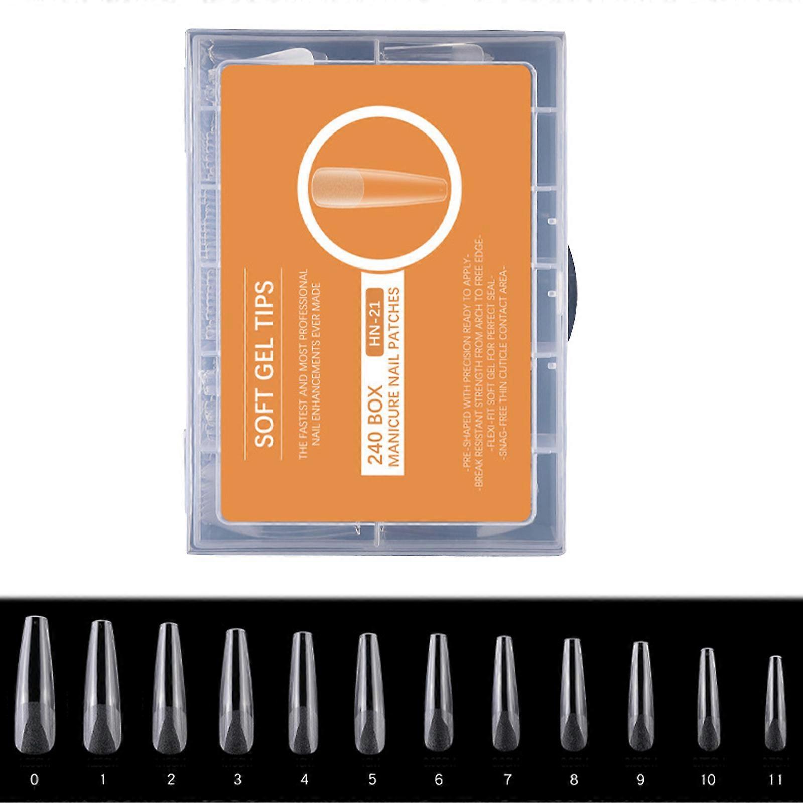 240Pcs/set Press on Nails Coffin Nail Tips Frosted Full Cover Fake Nail Artificial Press on Long Almond False Nail