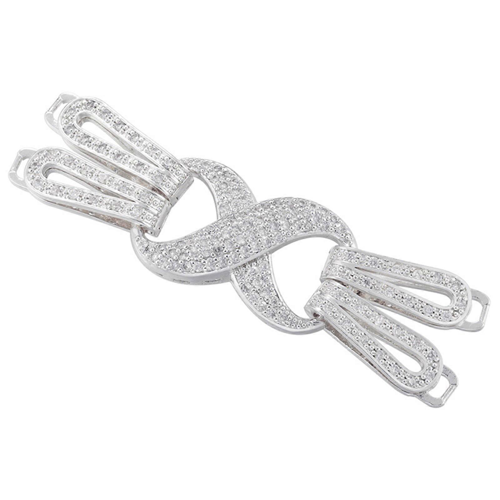 Multi Shape Zirconia Inlay Connector Buckle Luxurious Zirconia Adorned Multiple Shape Connectors for DIY Jewelry Project white gold