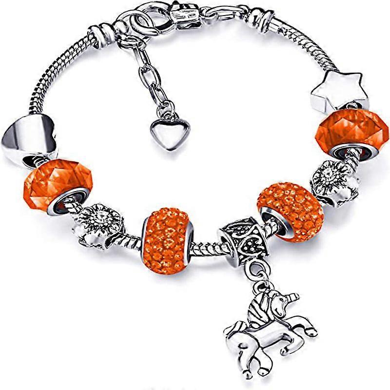 ユニコーンキラキラクリスタルチャームブレスレットバングルガールレディ