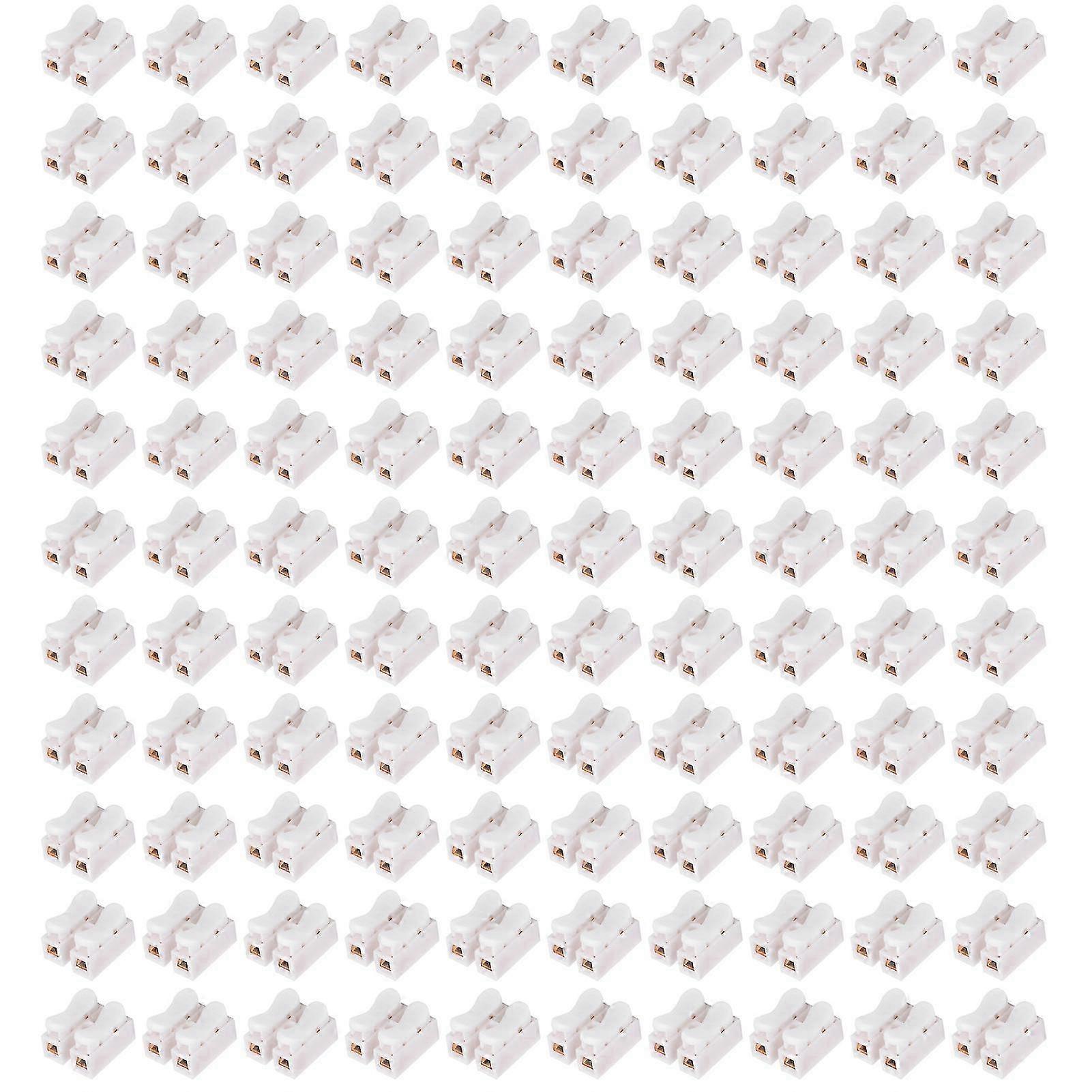 500Pcs 2 Pin Push Cable Connector Terminal Pure Brass Wire Quick Connect Clamp Parts CH-2