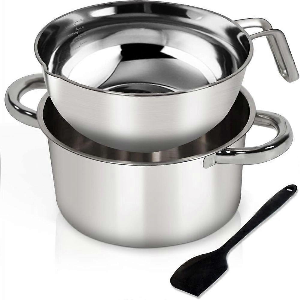 ihvewuo Sturdy and easy to use double boiler set with silicone spatula 1.82qt chocolate melting pot 2.54qt stainless steel pot for melting chocolate c