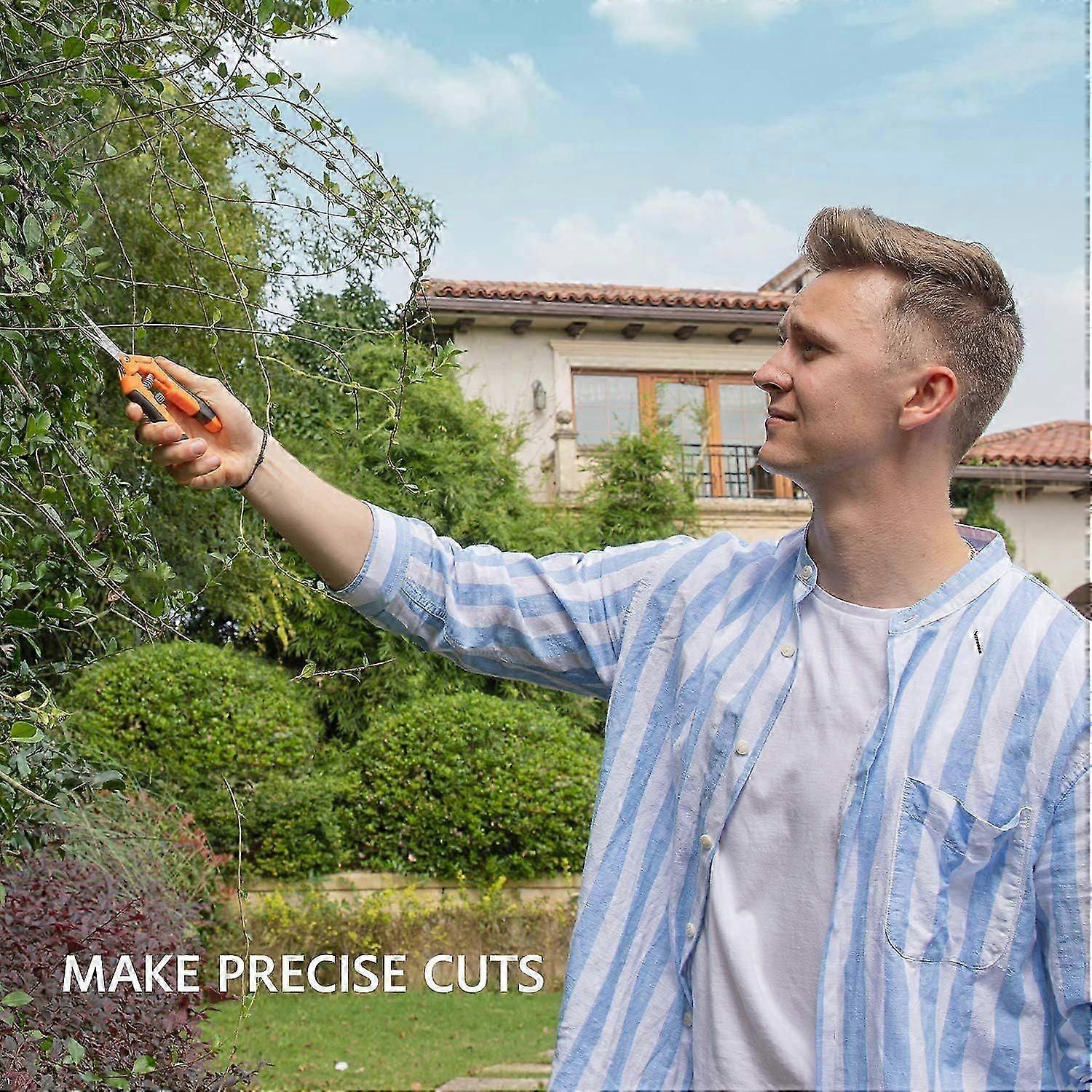 6,5 polegadas jardinagem poda mão poda cisalhamento com lâminas retas de aço inoxidável laranja