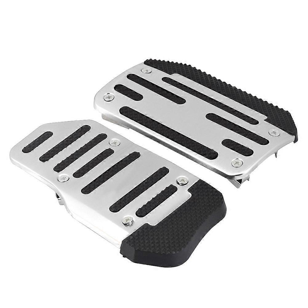 Alloy Nonslip Accelerator Pad Cover Brake Pedal Cover for Automatic Vehicles AT Car (Silver)