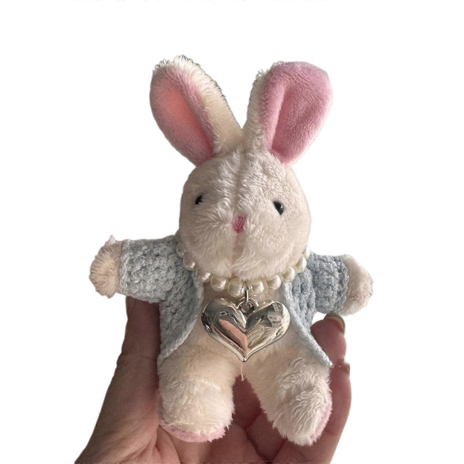 Comfortable Rabbit Pendant Handcrafted Keychain Backpack Handbag Decoration Portable Accessory for Animal Enthusiasts Blue