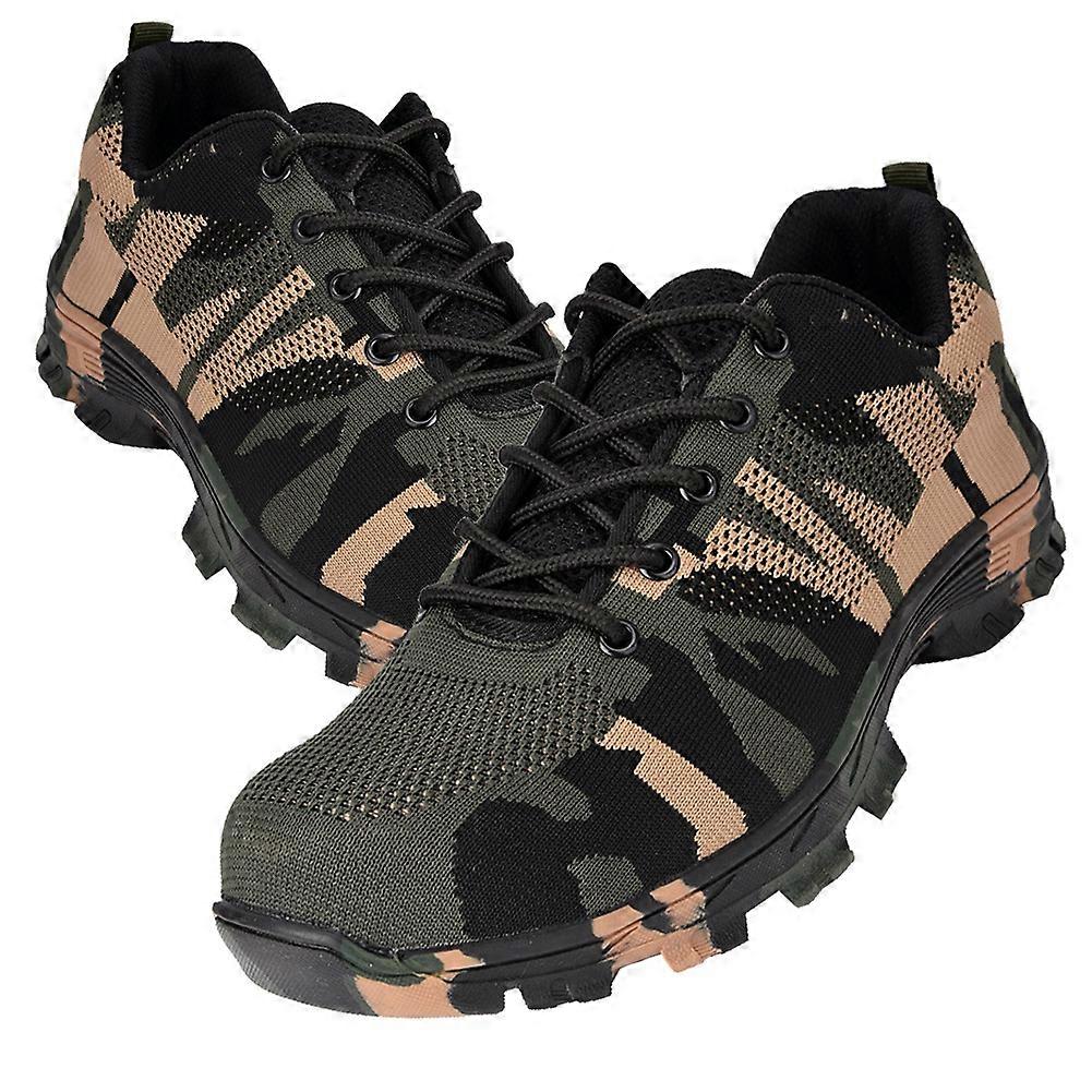 Men's Camouflage Safety Shoes Steel Toe Punture Proof Work Boots (Camouflage Green 41)