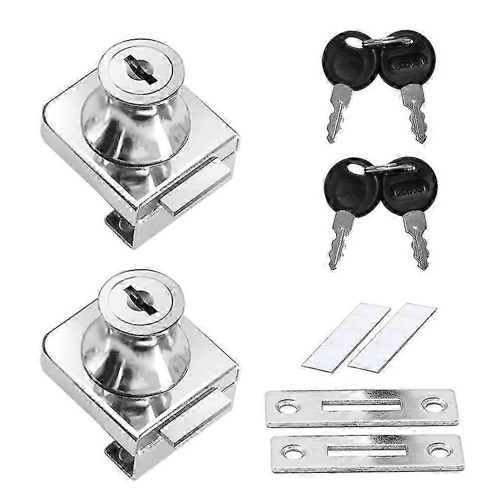 2 Pcs Rust-Proof Zinc Alloy Door Locks for Cabinet & Showcase