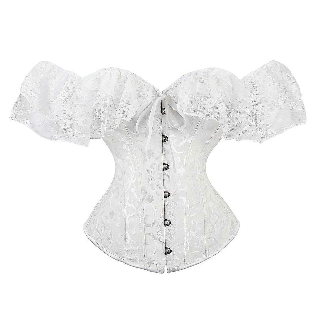 Lady Sexy Bustier Bustier Lace Body Shaper Top Bustier Corset Halloween Costume Waist Cincher for Women White S