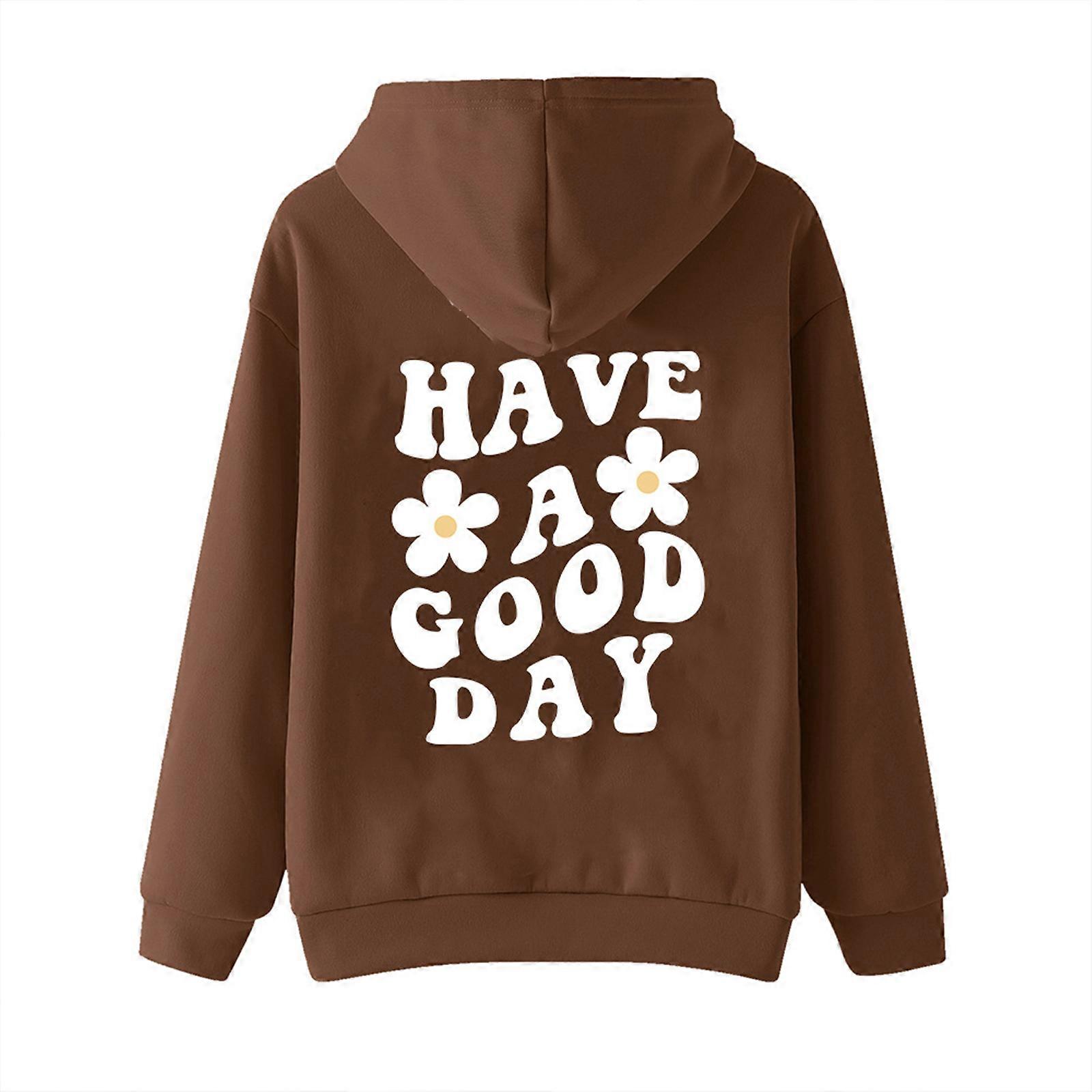 Womens Y2K Slogan Letter Graphic Oversized Aesthetic Hoodie Drop Shoulder  Fleece Hooded Sweatshirt Pullover Tops coffee M