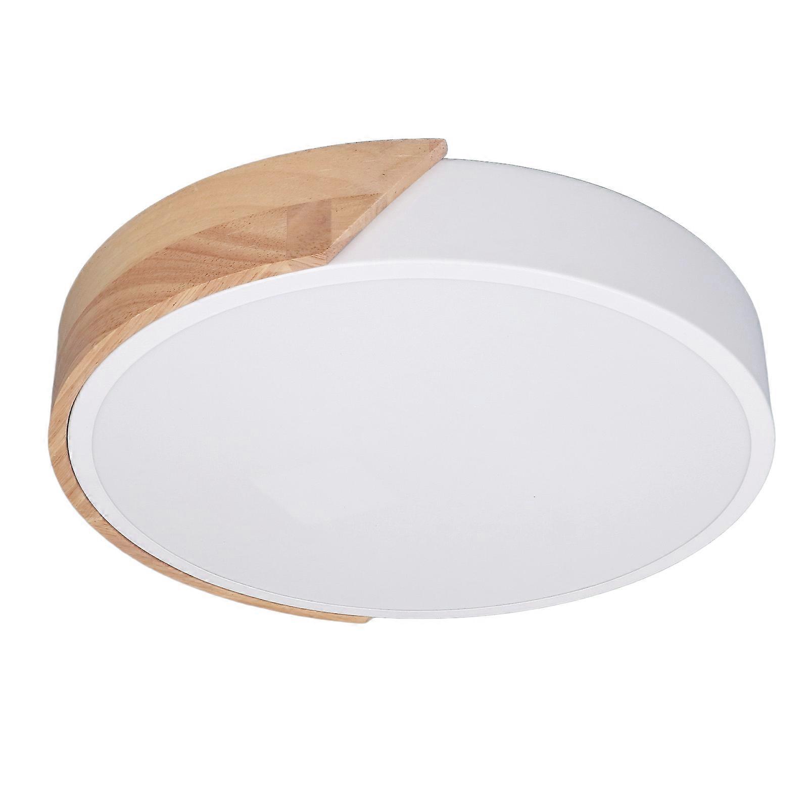 LED Ceiling Light Iron Wood PC Dimmable Round Flush Mount Modern Ceiling Light Fixture with APP Remote Control for Bedroom Hallway 60cm/23.6in 