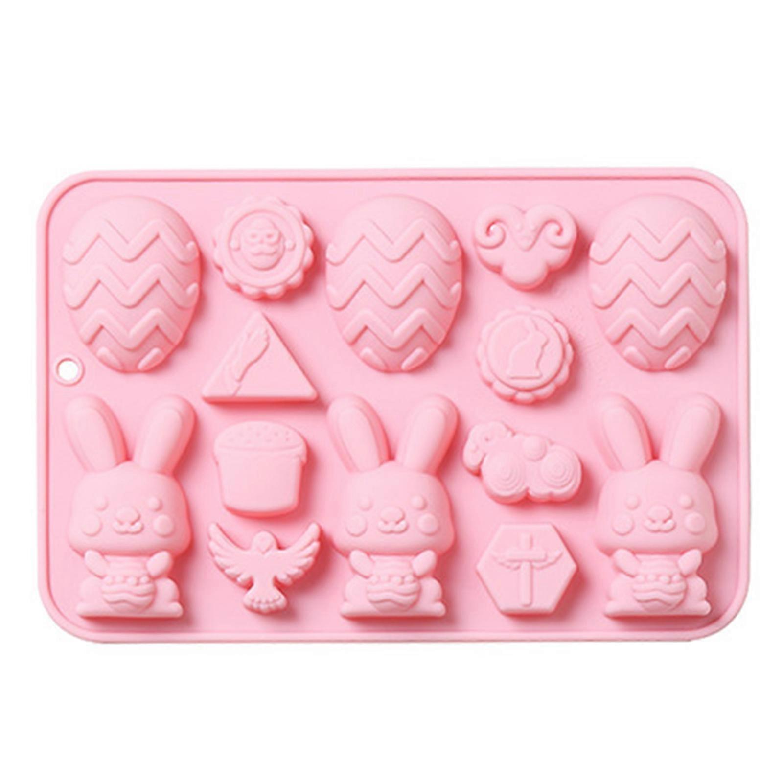 Multi Use Silicone Mold Rabbit Theme Egg Shaped Silicone Mold Baking Tool Gift Enjoy DIY for Time Non-Stick Reusable Too Pink