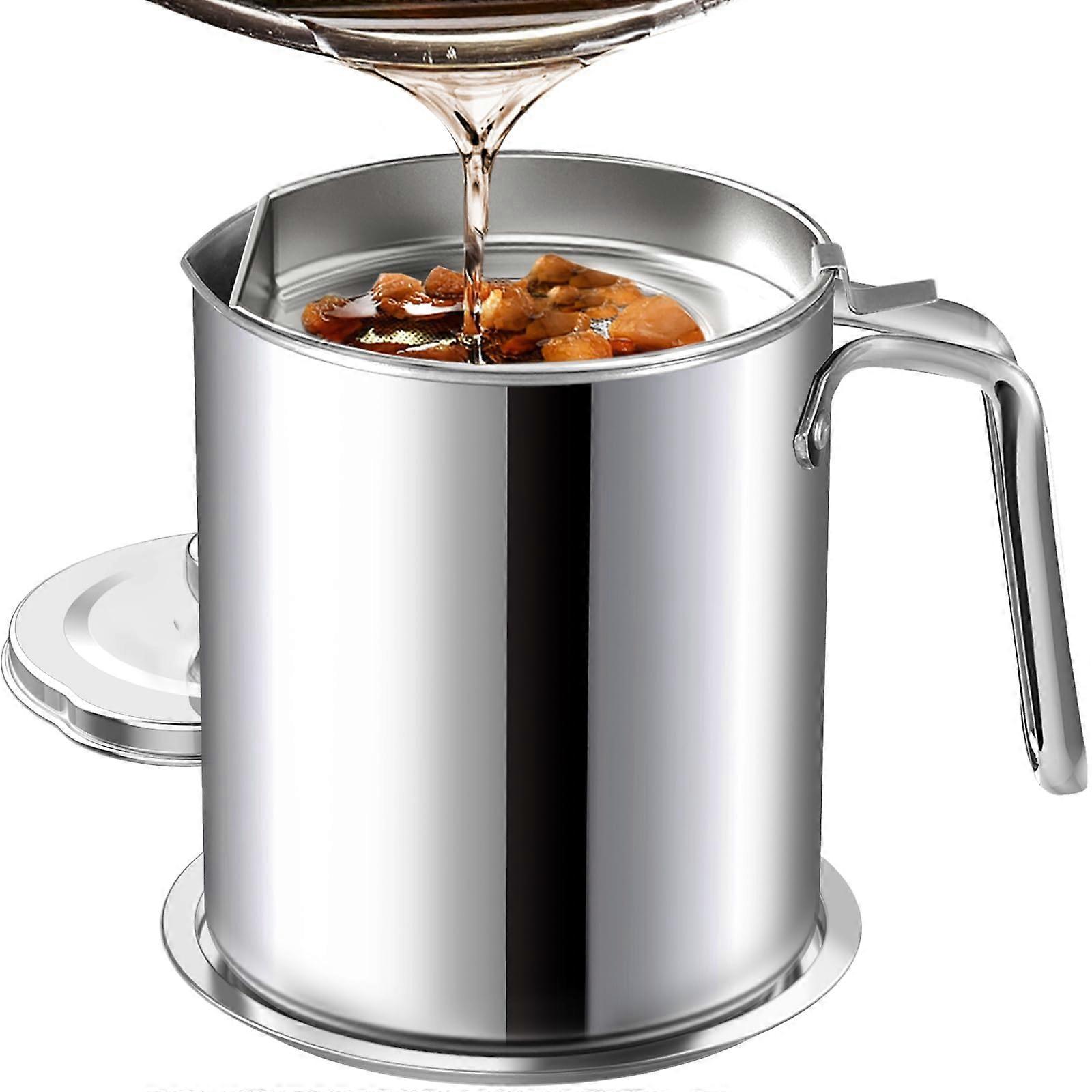 Stainless Steel Grease Container for Storing Kitchen Frying Cooking Grease