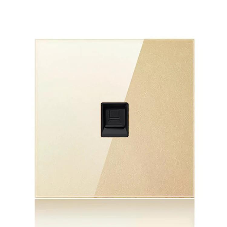 86mm Round LED Glass Switch Panel-Tempered Gold Computer Socket by