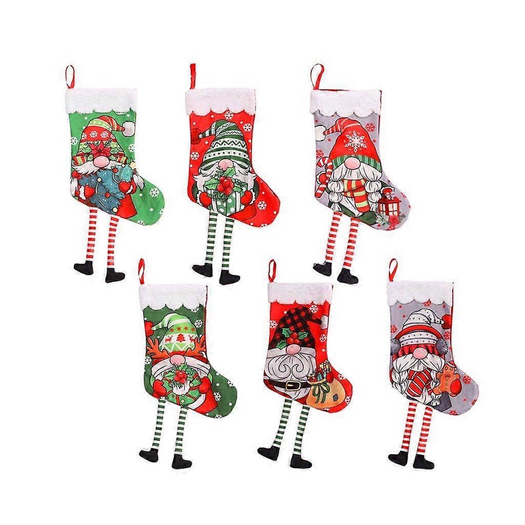 6 حزمة حاملي هدايا عيد الميلاد ديكورات المنزل سانتا موضوع جوارب عيد الميلاد