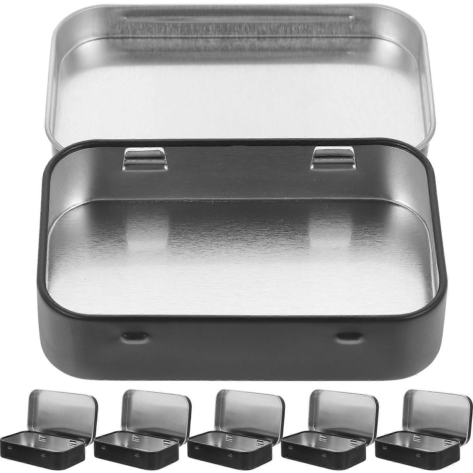 6pcs Small Tin Box Empty Rectangle Tinplate Box Tinplate Containers Tin Box With Lid