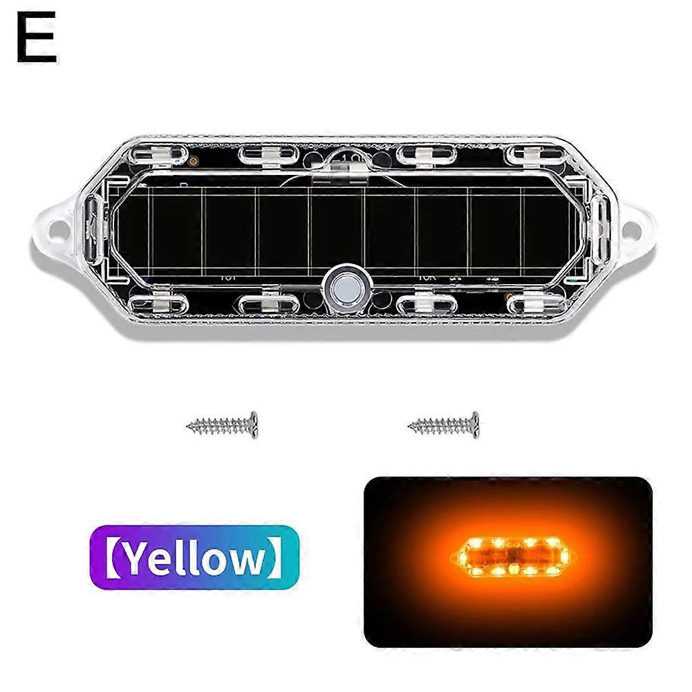 Yellow (E)$Car solar charging net light for riding night riding anti-rear-end collision motorcycle electric vehicle universal flashing warning light