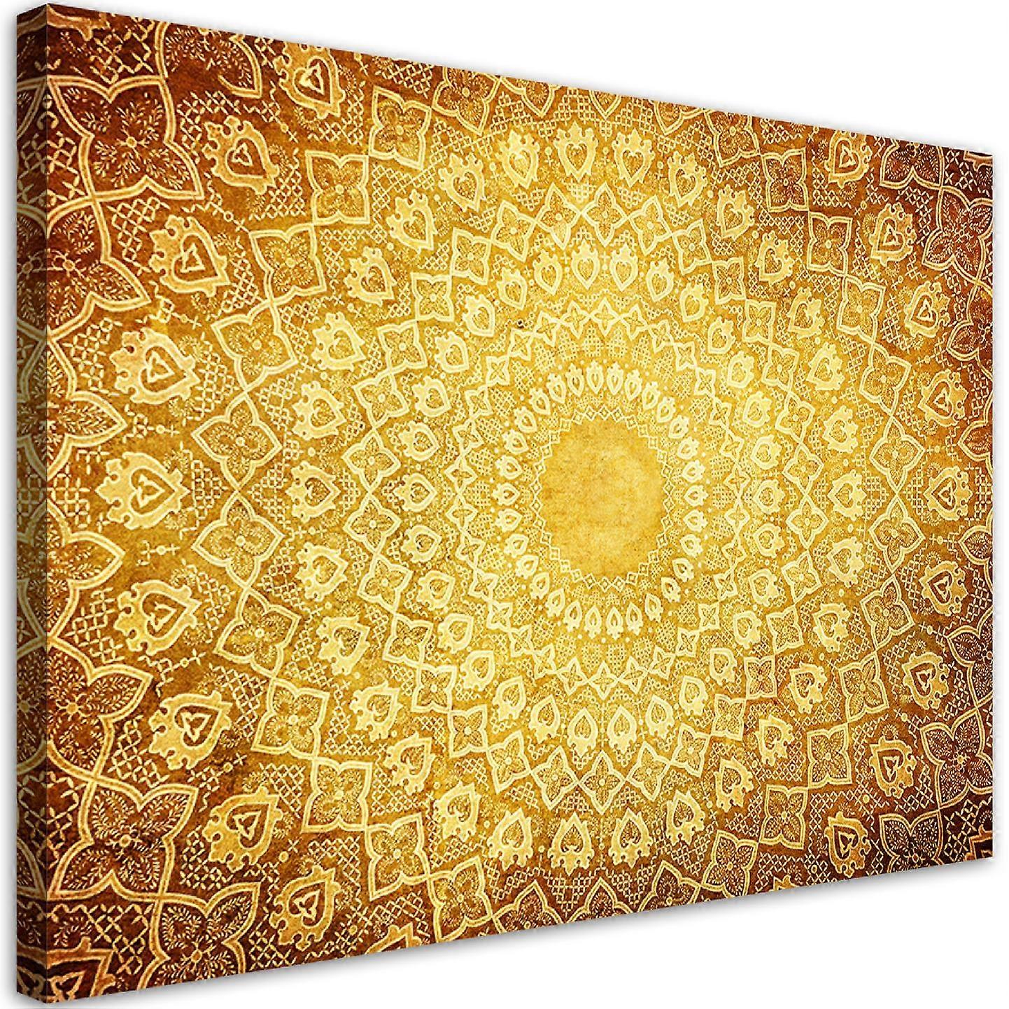 Impression sur toile, mandala doré abstraction - 90x60