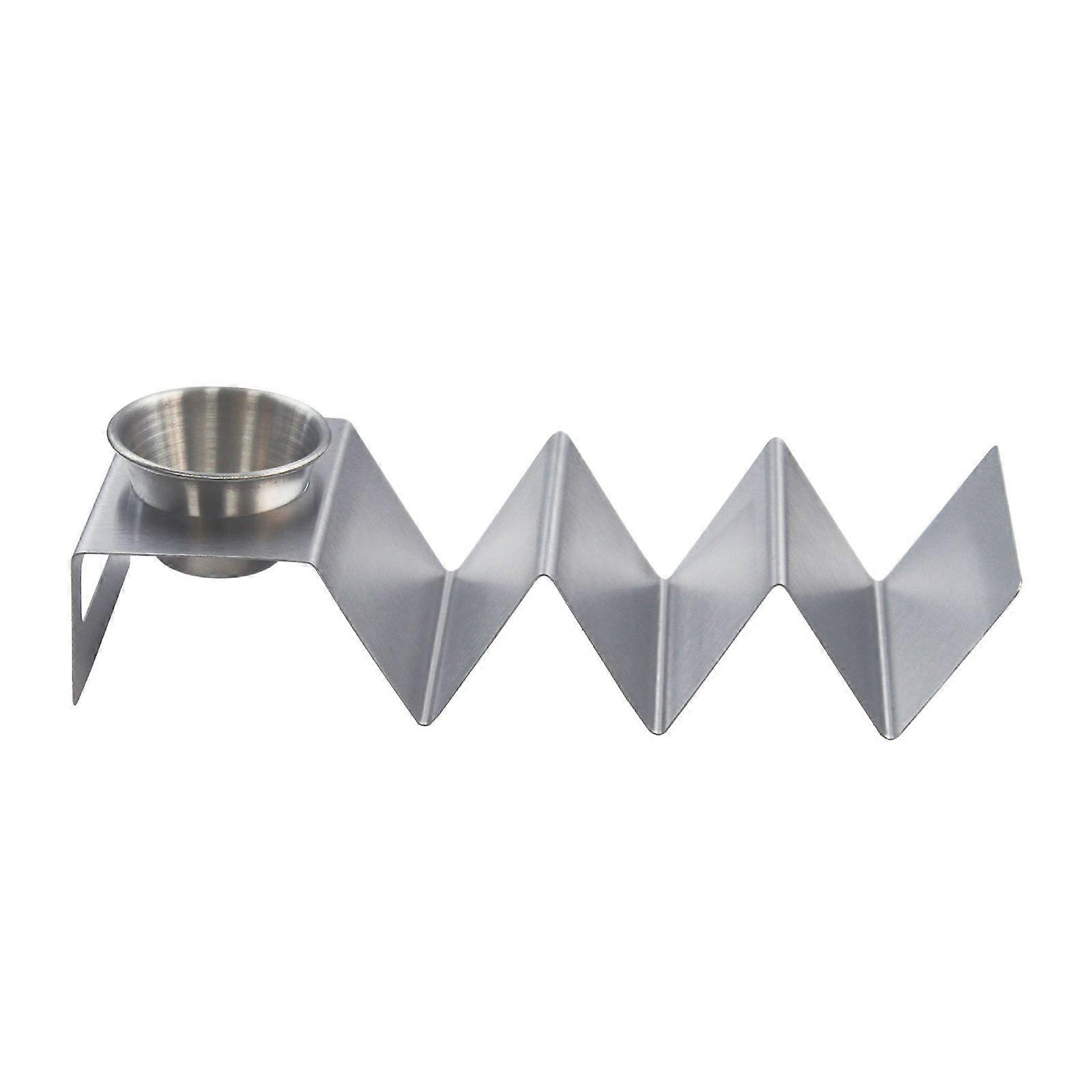 Suporte para tacos em aço inoxidável para 3 tacos com copo de molho