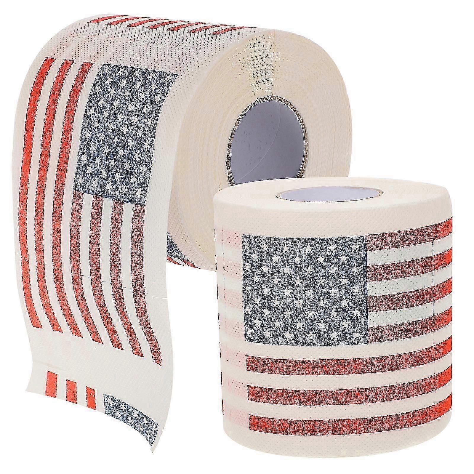 2 Rolls American Flag Toilet Paper Roll Paper Tissue Paper Bathroom Toilet Paper Roll