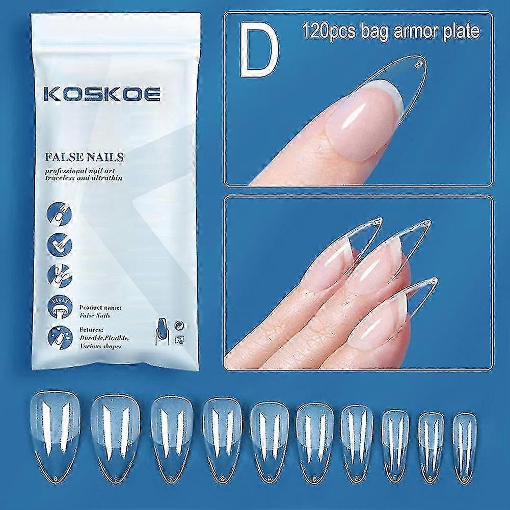 120Pcs Clear False Nails New Ballet Square Tips Manicure Tool To Patches Extension Paste Easy
