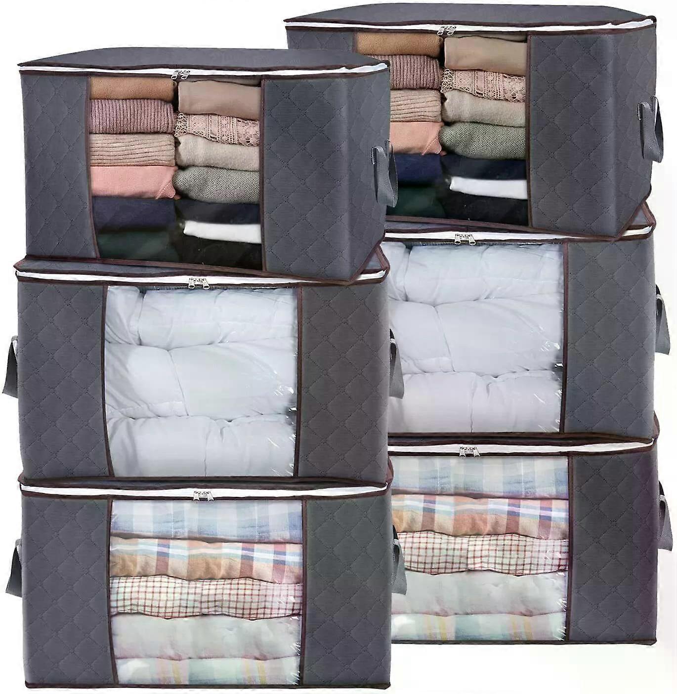 Pack of 6 Box 90L Large Storage Bag, Foldable Underbed Clothes Storage