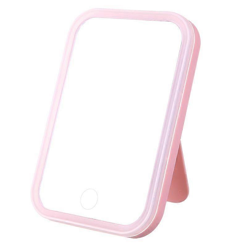 Touch control + LED lighting portable makeup mirror