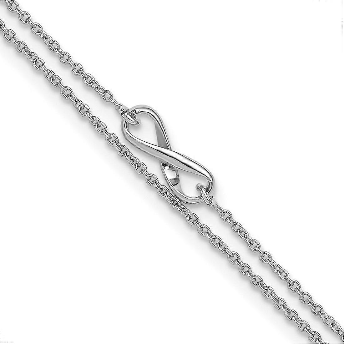 925 Sterling Silver Rhodium Plated 2 strand With 1inch Ext. Infinity Anklet 9 Inch 1mm Wide-Anklet for Women