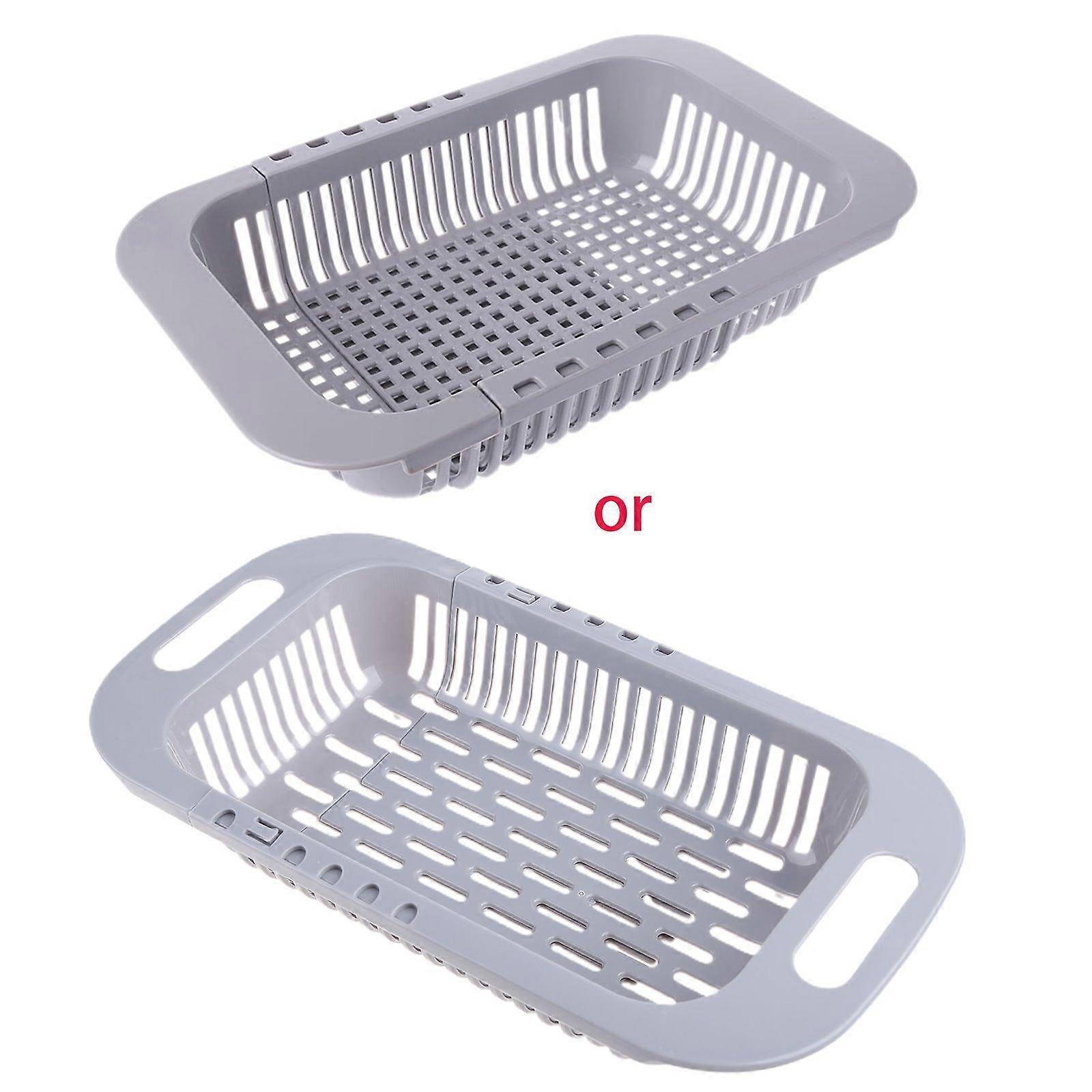 Adjustable Over Sink Dish Drying Rack Drainer Plastic Vegetables Fruit Basket Ho