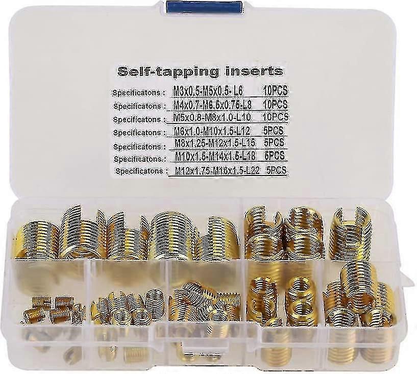 50 Pcs Self Tapping Thread Insert Brass Thread Split Insert Combination Set Repair Thread Tool