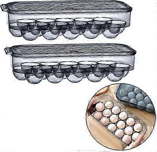 Stackable BPA-free Transparent Egg Container, Refrigerator Egg Storage Box, With Lid and Handle-32 eggs- 2 packs &My