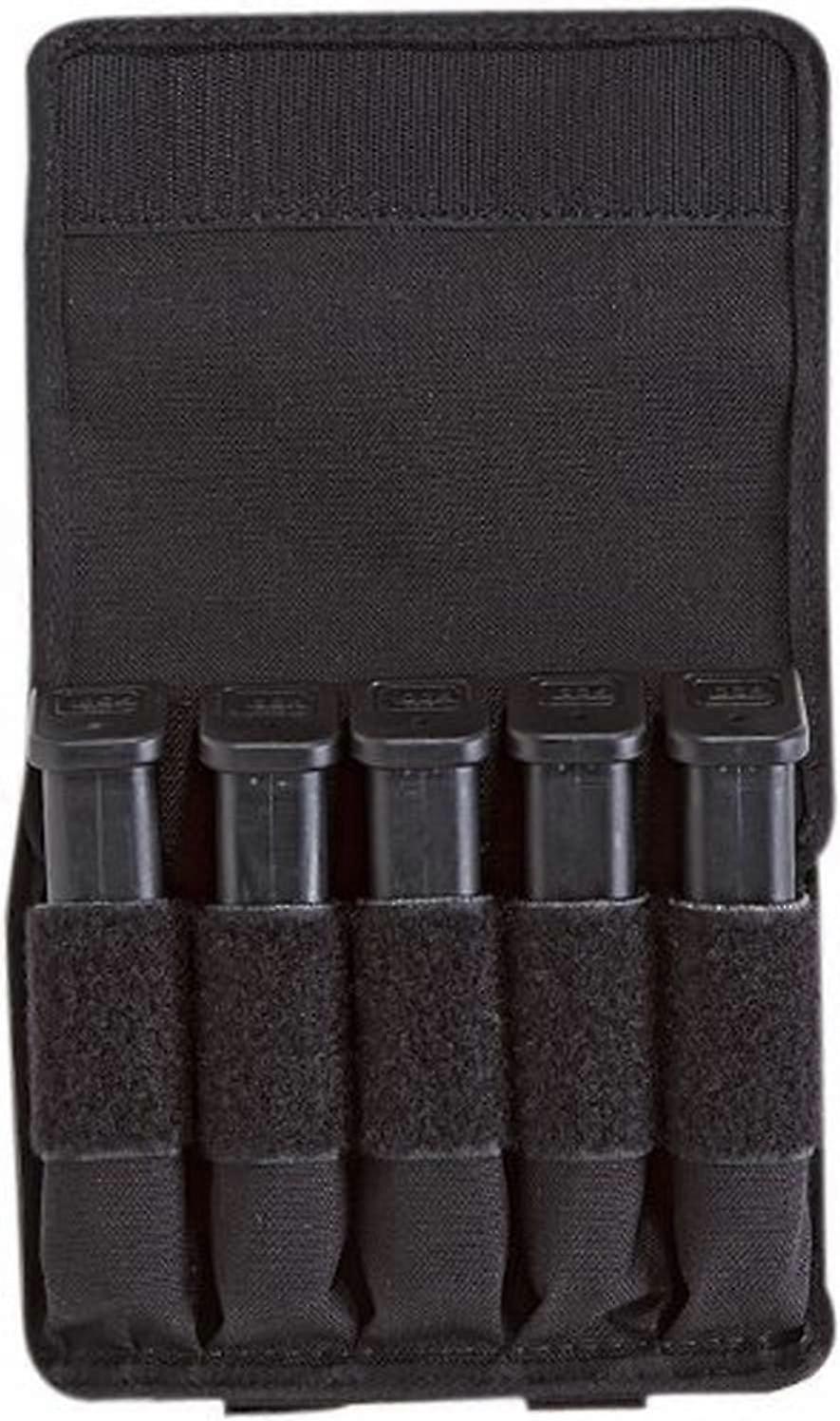 5 in Line Magazine Pouch 1000D Black Nylon Compatible With B92F Glock 17 20 21 22 P226