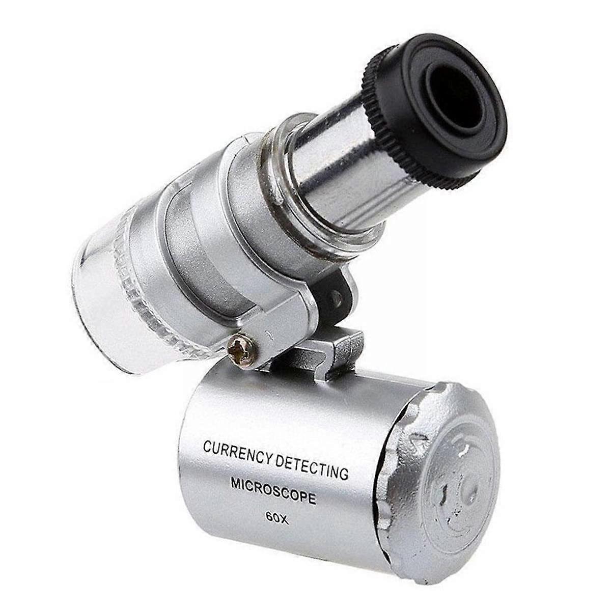 60X Mini Microscope with LED Light, Jewelry Loupe Magnifier, Glass Lens for Detailed Observation and Inspection