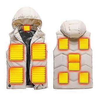 Women Electric Hooded Heated Vest Winter Usb Charging Waistcoat Thermal Warm Jacket (white)