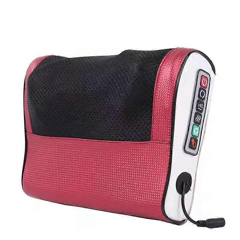 Electric Neck and Back Massage Pillow Shiatsu Deep Tissue Massager With Heat Red and Black