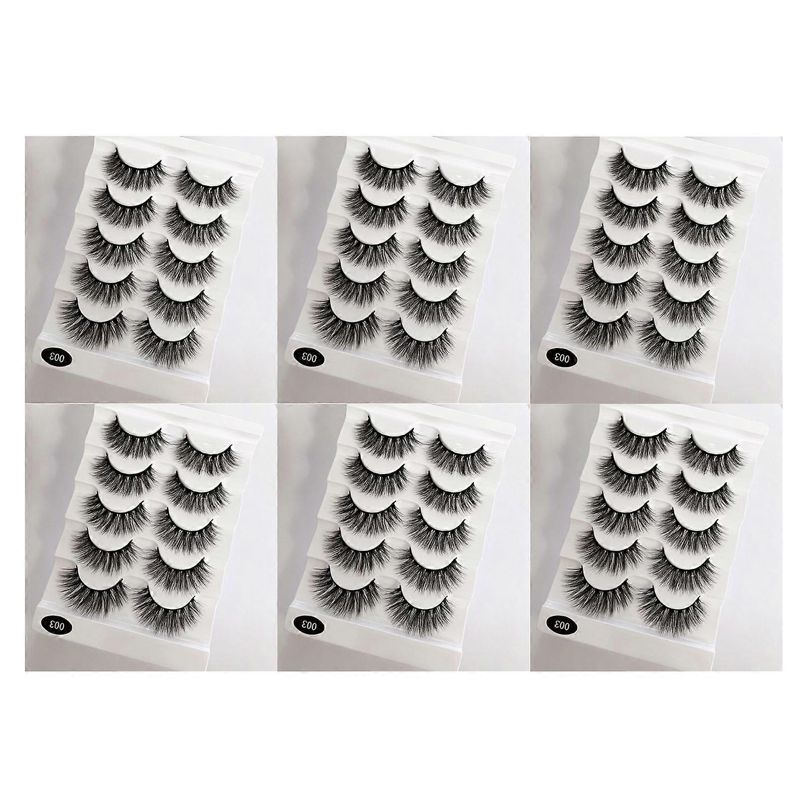 30 Pairs False Eyelashes 003 055 060 208 138 316 6 Styles Soft Lightweight Curly 3D False Lashes