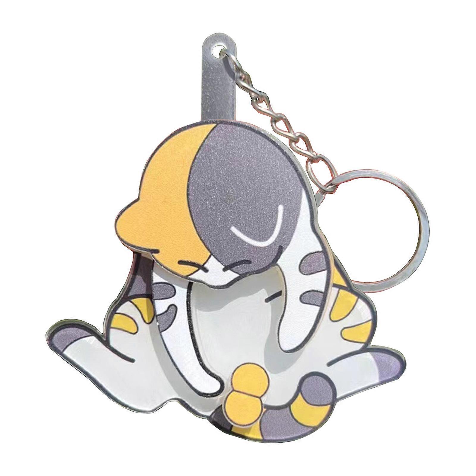 Funny Pull Play Eggs Cats Keychain Keychains Plastic Animals Keyring Charm Handbag Pendant for Women Kids