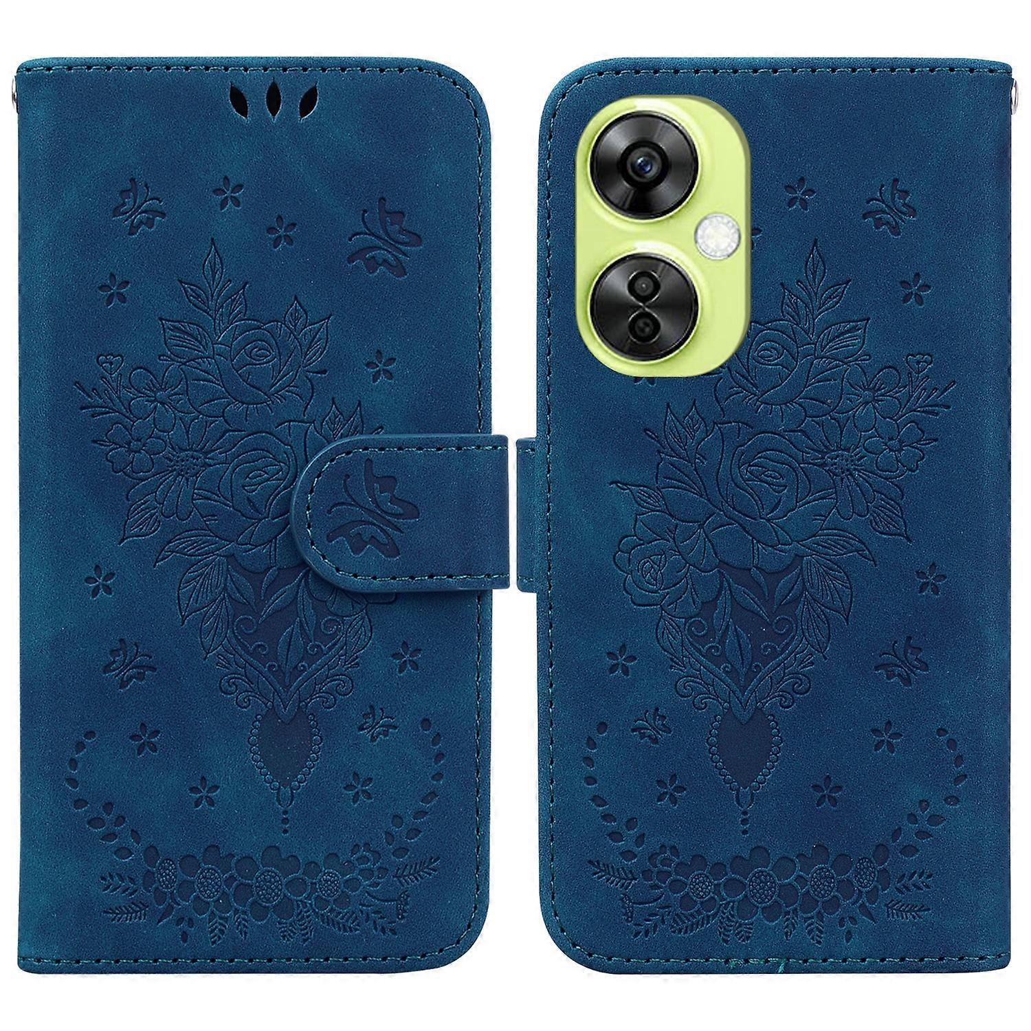 Butterfly Rose Embossed Leather Phone Case