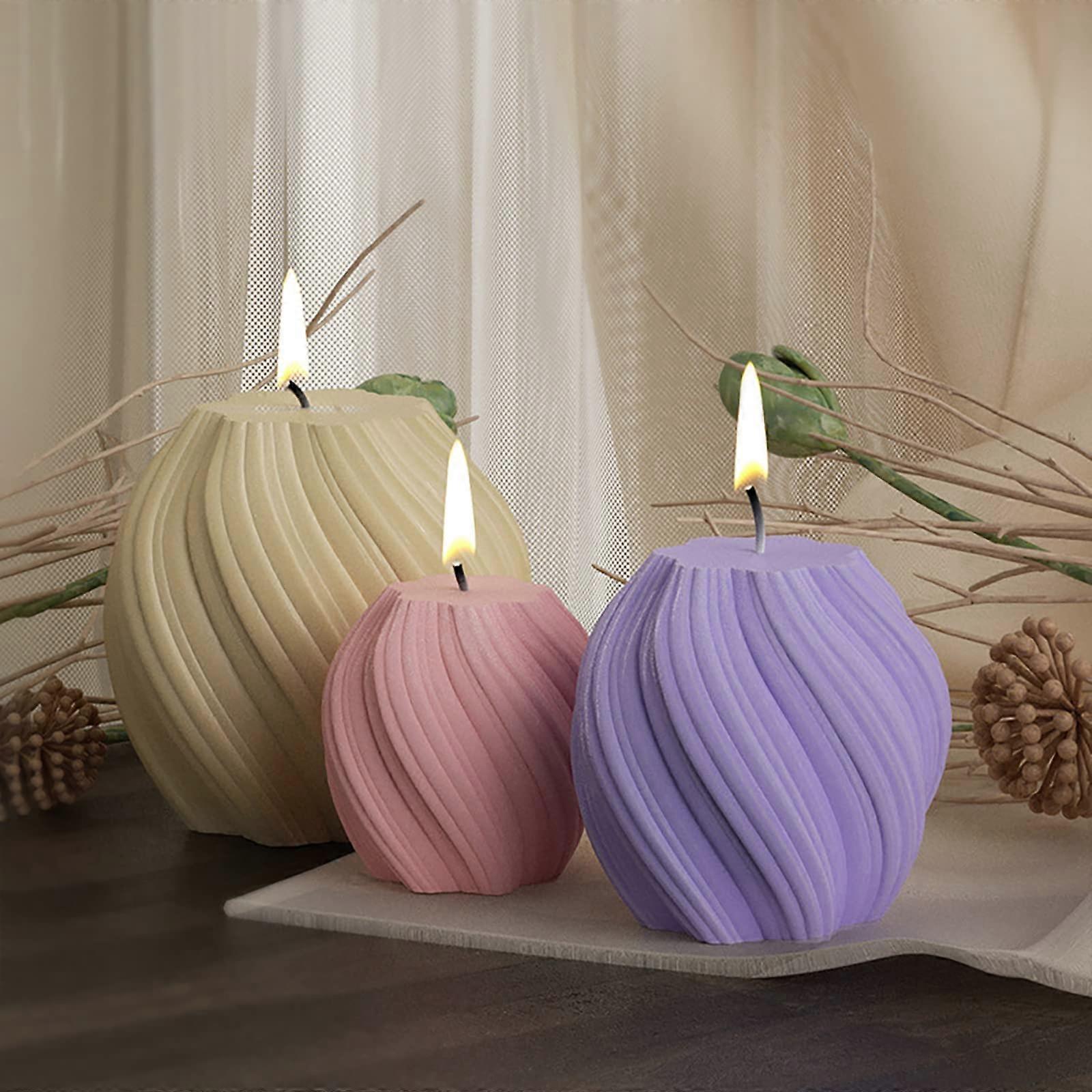 3 Pack Wave Candle Mold Silicone Pillar Molds for DIY Candle Making, Flexible Silicone, 3D Design, Easy Release