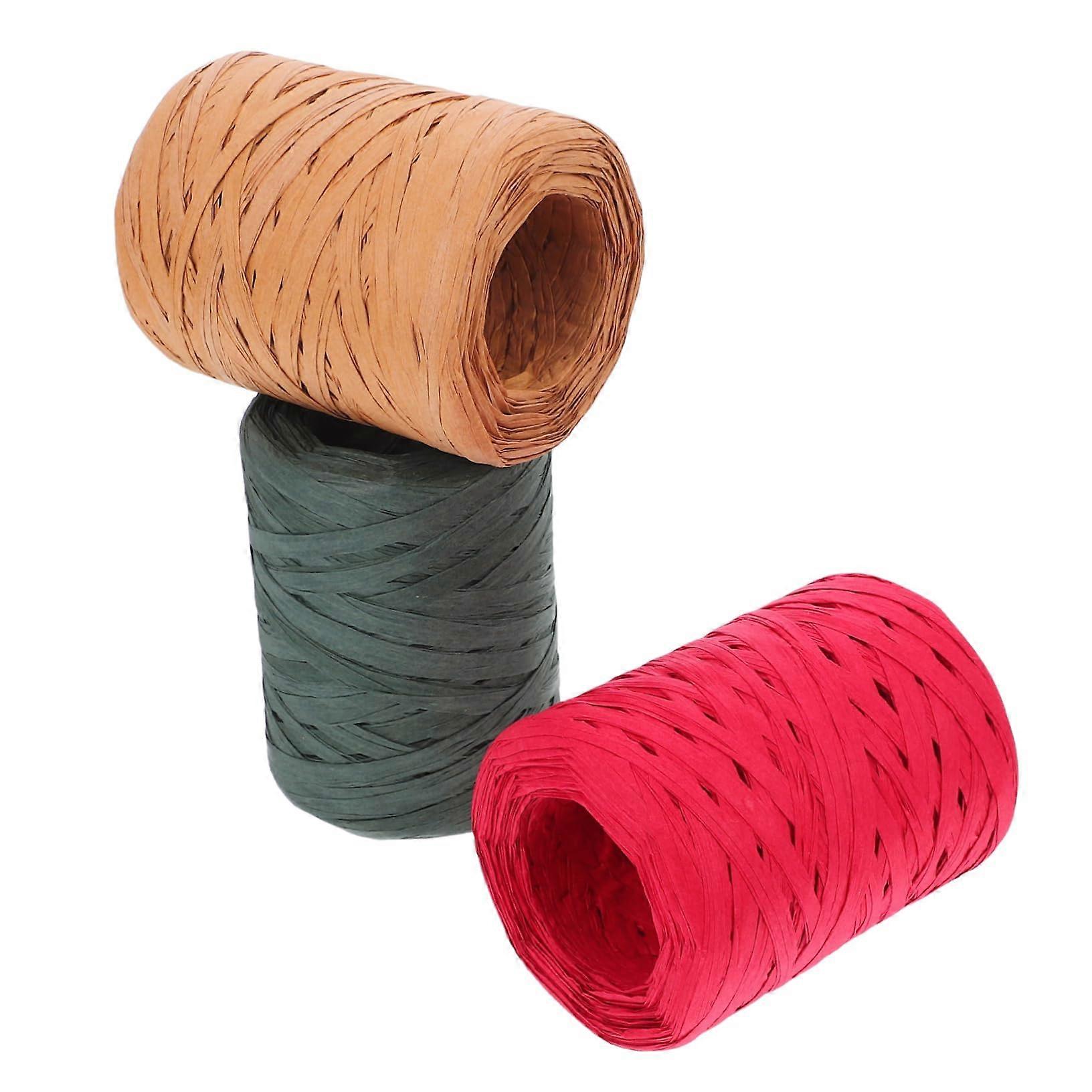 Versatile Paper Ribbon 3 Rolls Natural Twine for Crafting Flower Bouquet Wrapping Christmas Decor