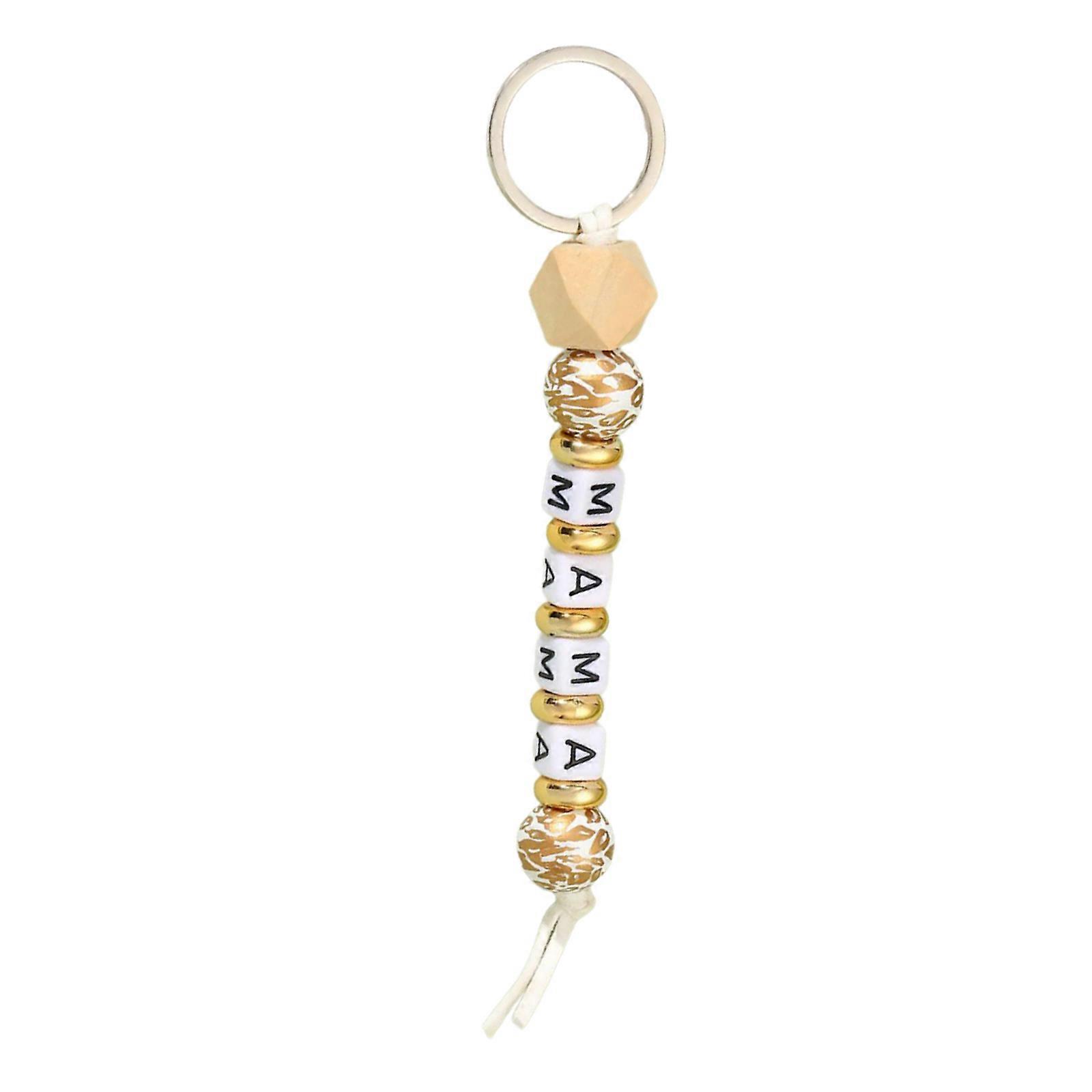 Portable Silicone Bead Keychain Accessory Convenient Silicone Beaded Pendant Key Accessory Stylish Key Rings for Key Bag  Gold