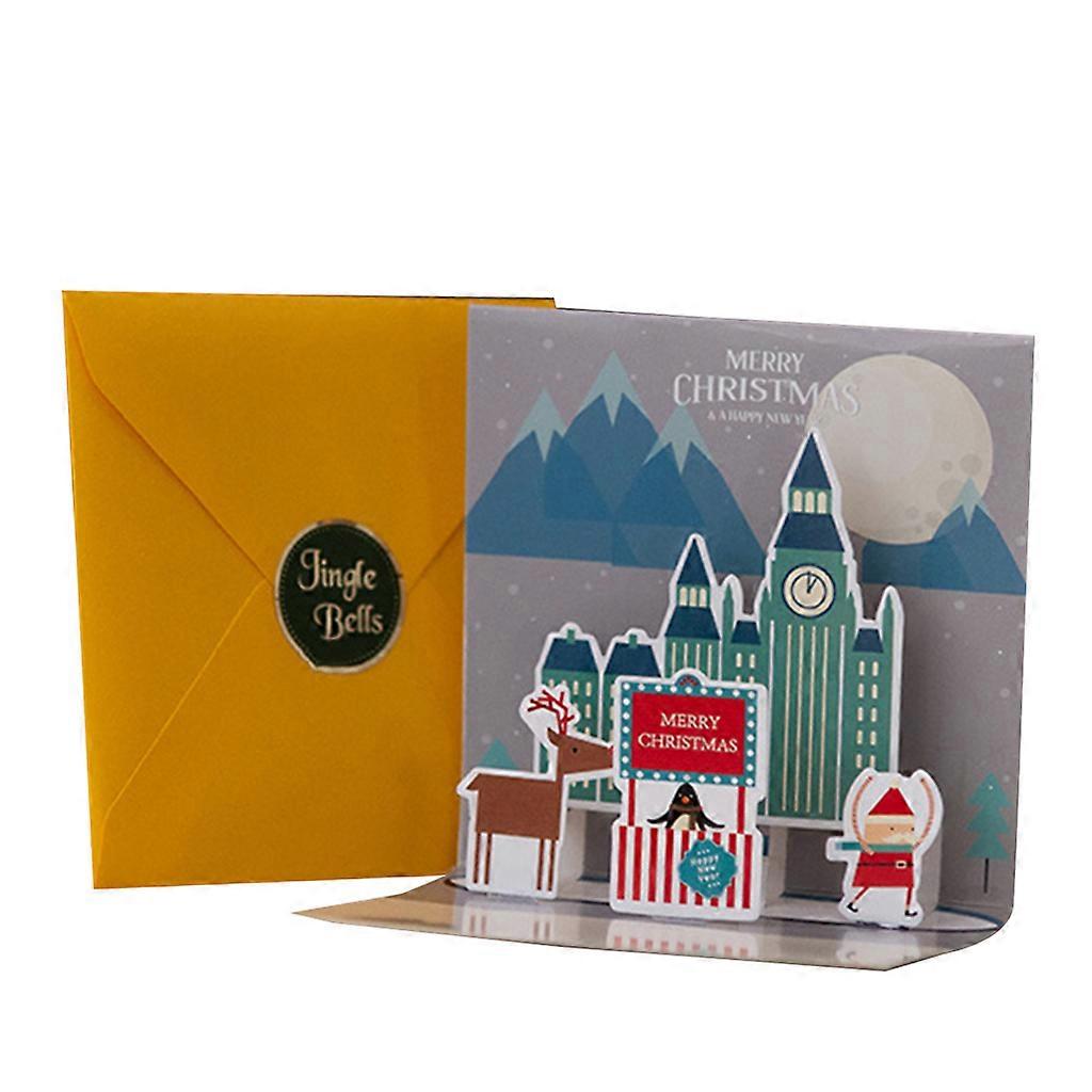 Merry Christmas Greeting Card 3D Pop-Up Card with Envelopes Stickers Xmas Tree Snowman Santa Postcard Party Invitation Multicolor