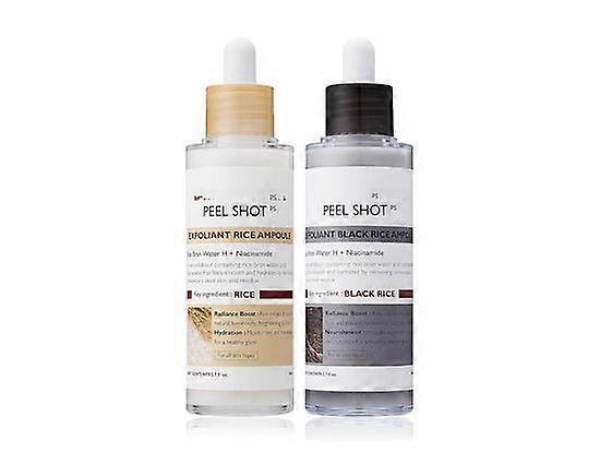 ピールショットグローライスアンプルデュオホワイトライスアンプル+ブラックライスアンプルソフトエクスフォリエイティングフェイスとボディスクラブデッドスキンセル、すべてのためのにきび除去剤