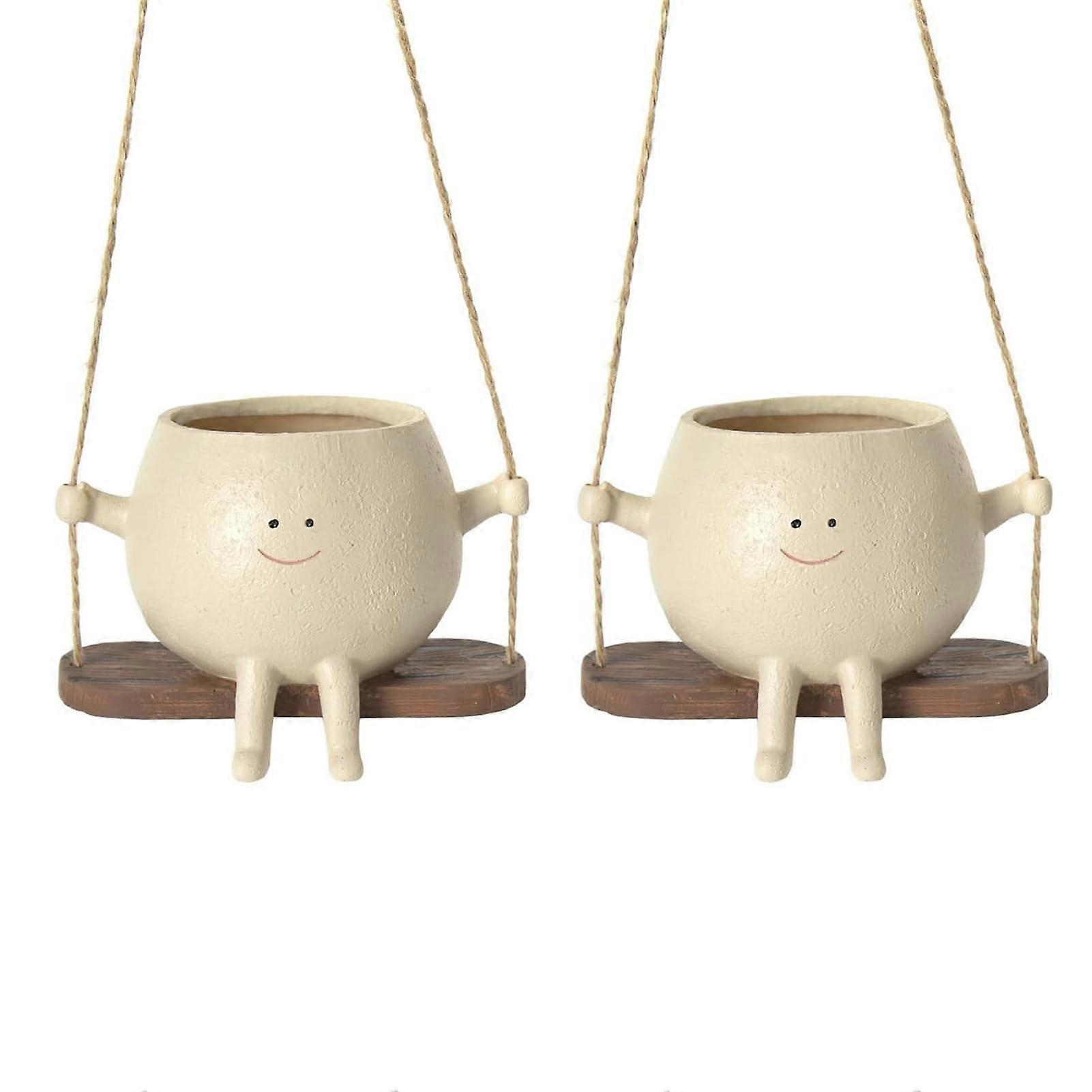 Swing Face Planter, Resin Planters for Outdoor Indoor, Cute Smile Face Ref: 1419