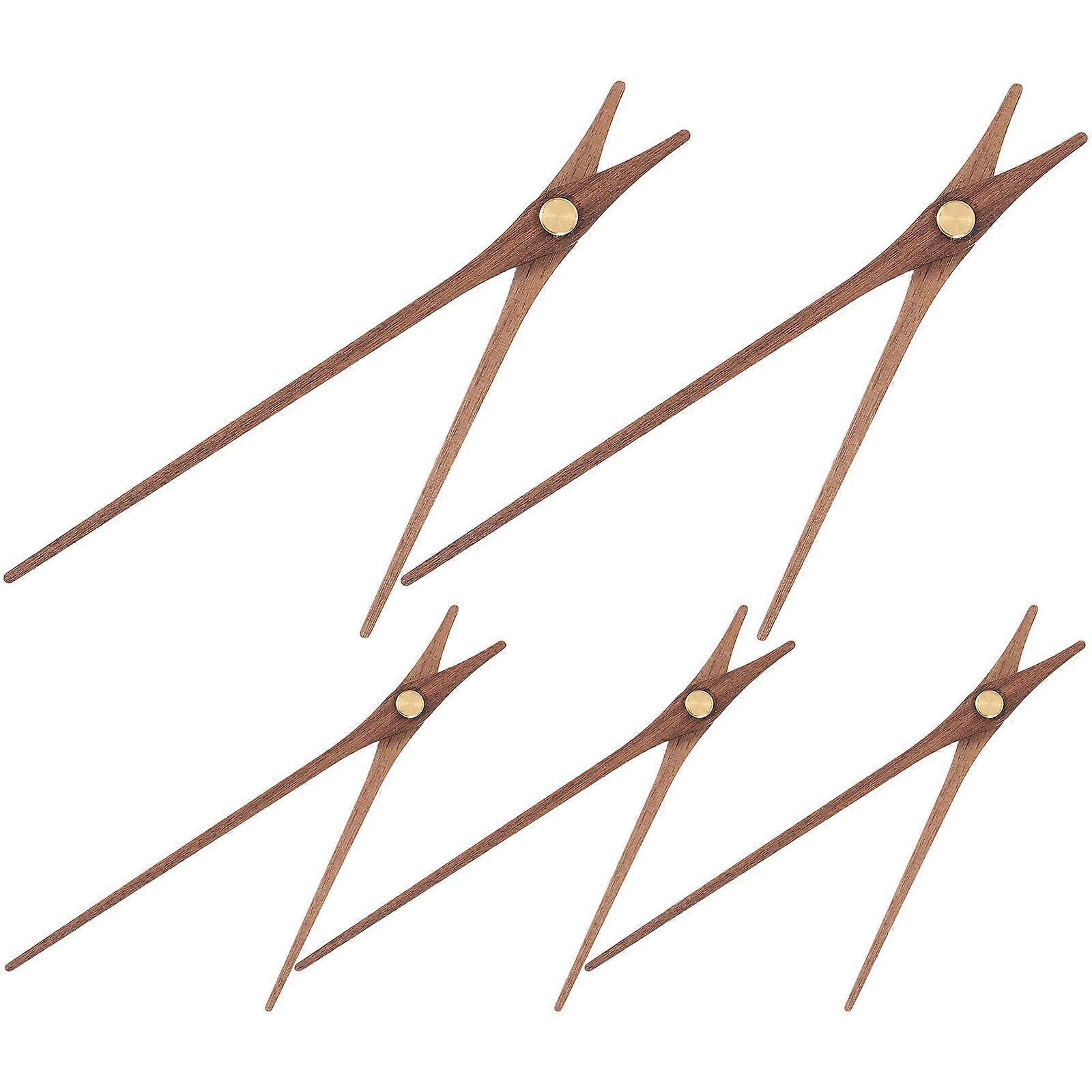Wooden Clock Kit 5 Sets Long Replacement Hands for Wall Clocks, Durable Walnut Style, Easy Install, Home Decor Friendly